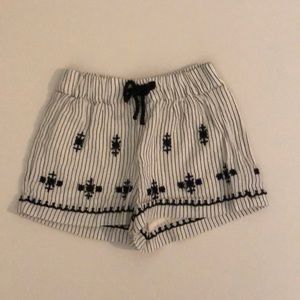 Zara Black and Creme Embroidered Shorts